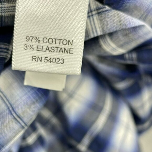 Banana Republic Button-Up Shirt Men Sz M Blue Plaid Collared Long Sleeve Stretch - Picture 11 of 12
